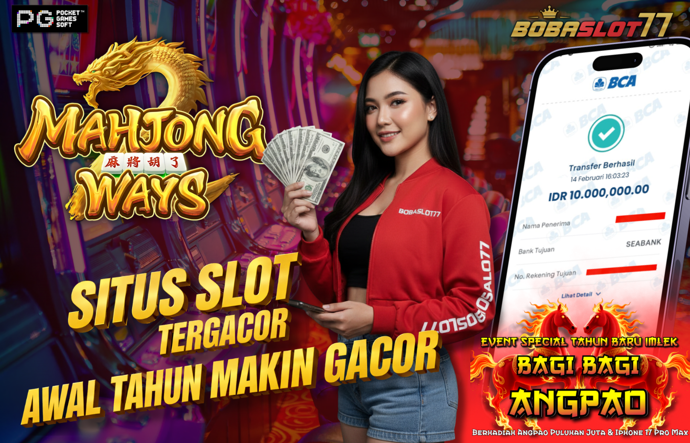 Selamat kepada user id : Ro***ca Wede Rp 10.000.000 di Game MAHJONG WAYS PG SOFT Cair Gk Sampe 1 Menit! Menang Mudah di Bobaslot77